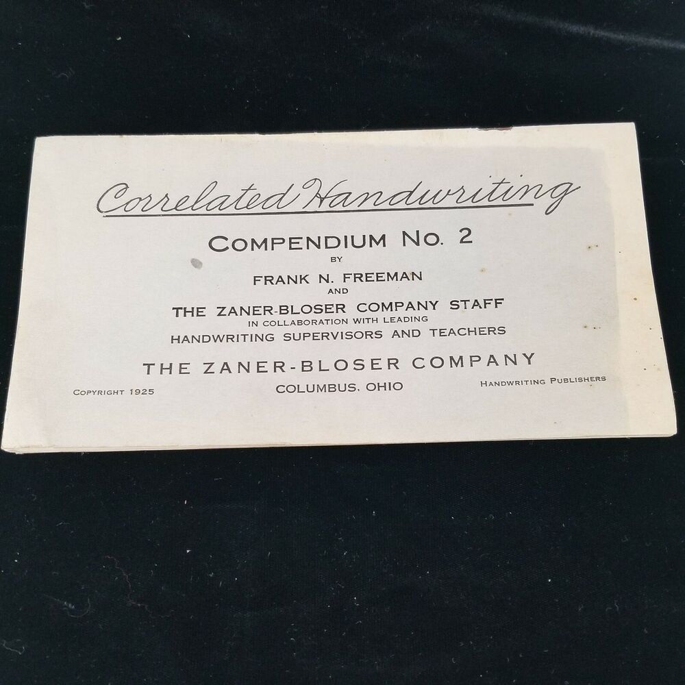 Vtg 1925 Correlated Handwriting, Frank N.Freeman & Zaner-Bloser Compendium No.2